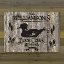 Load image into Gallery viewer, Personalized Weathered Wood Welcome to the Lake Canvas Sign