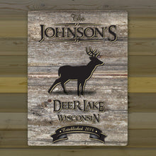 Load image into Gallery viewer, Personalized Weathered Wood Welcome to the Lake Canvas Sign