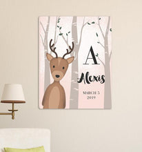 Load image into Gallery viewer, Personalized Woodland Animal Canvas 18"x24"