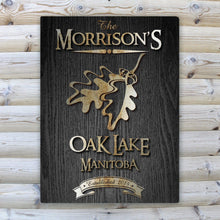 Load image into Gallery viewer, Personalized Midnight Wood Gain Welcome to the Lake Canvas Sign