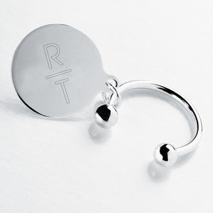 Personalized Keychain - Monogram - Silver - Round Key Ring