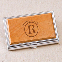 Load image into Gallery viewer, Monogrammed Wood Business Card Case