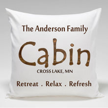 Load image into Gallery viewer, Personalized Cabin Throw Pillow
