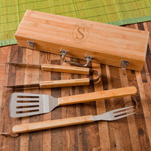 Load image into Gallery viewer, Personalized Grill Set - BBQ Set - Bamboo Case - Groomsmen Gifts