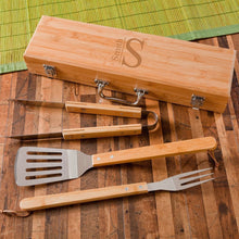 Load image into Gallery viewer, Personalized Grill Set - BBQ Set - Bamboo Case - Groomsmen Gifts