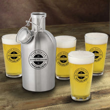Load image into Gallery viewer, Stainless Steel Beer Growler with Pint Glass Set