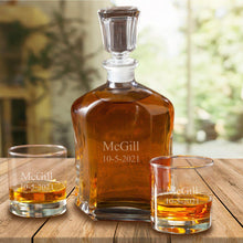 Load image into Gallery viewer, Personalized Decanter Set with 2 Low ball Glasses