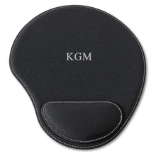 Load image into Gallery viewer, Black Faux Leather Personalized Mouse Pad