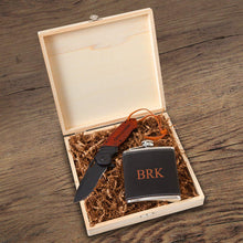 Load image into Gallery viewer, Personalized Stirling Groomsmen Flask Gift Box Set