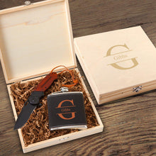 Load image into Gallery viewer, Personalized Stirling Groomsmen Flask Gift Box Set