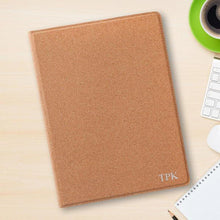 Load image into Gallery viewer, Monogrammed Cork Portfolio with Notepad