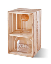 Load image into Gallery viewer, Personalized Wine Decanter in Wood Crate with set of 2 Stemless Wine Glasses