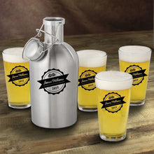 Load image into Gallery viewer, Stainless Steel Beer Growler with Pint Glass Set