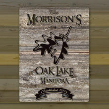 Load image into Gallery viewer, Personalized Weathered Wood Welcome to the Lake Canvas Sign
