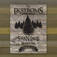 Load image into Gallery viewer, Personalized Weathered Wood Welcome to the Lake Canvas Sign
