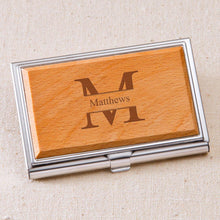 Load image into Gallery viewer, Monogrammed Wood Business Card Case
