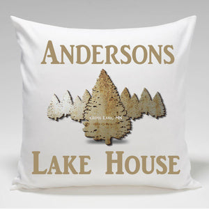 Personalized Cabin Throw Pillow