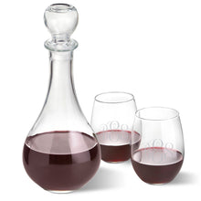 Load image into Gallery viewer, Personalized Wine Decanter with stopper and 2 Stemless Wine Glass Set
