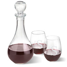 Load image into Gallery viewer, Personalized Wine Decanter with stopper and 2 Stemless Wine Glass Set
