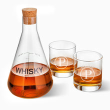 Load image into Gallery viewer, Personalized Whiskey Decanter in Wood Crate with set of 2 Lowball Glasses

