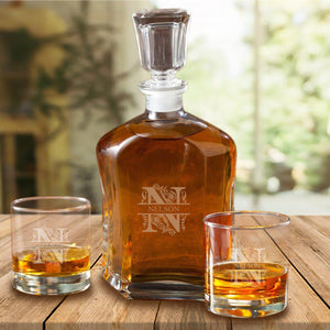 Personalized Decanter Set with 2 Low ball Glasses