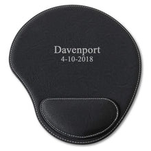 Load image into Gallery viewer, Black Faux Leather Personalized Mouse Pad
