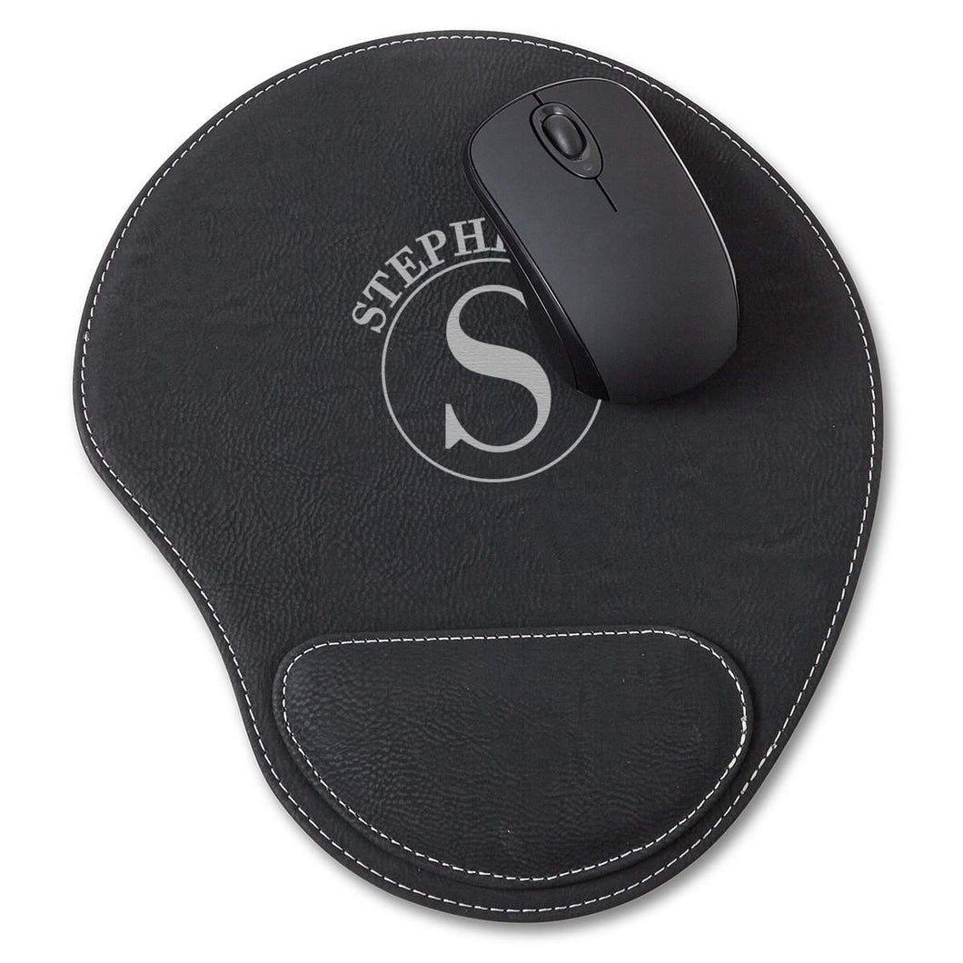 Black Faux Leather Personalized Mouse Pad