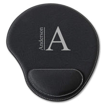 Load image into Gallery viewer, Black Faux Leather Personalized Mouse Pad
