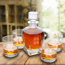Load image into Gallery viewer, Personalized Antique 24 oz. Whiskey Decanter - Set of 4 Lowball Glasses
