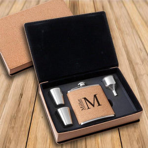 Cork Flask & Shot Glass Gift Box Set