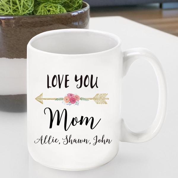 Personalized Ceramic Love You Coffee Mug Mom - Grandma