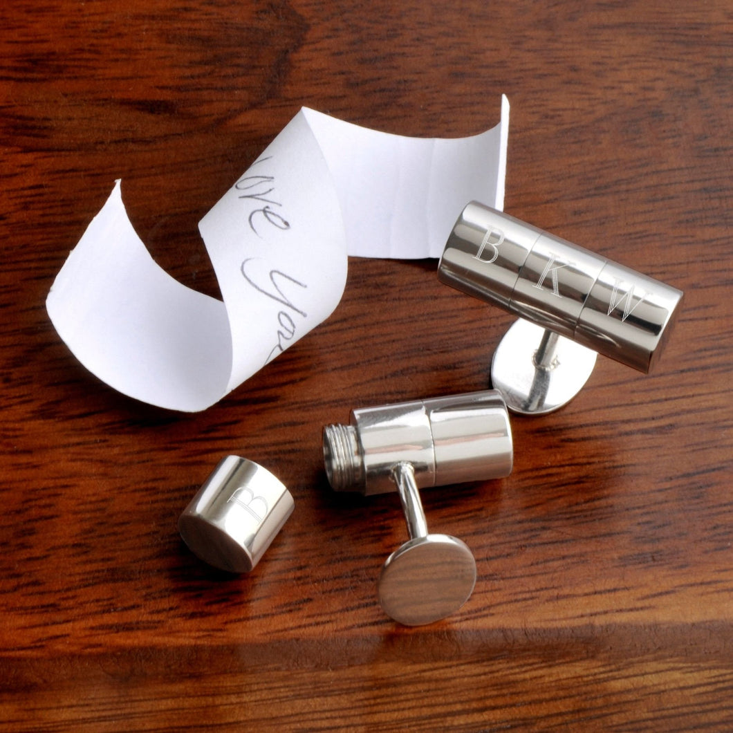 Personalized Cufflinks - Secret Agent - Hidden Note - Monogram