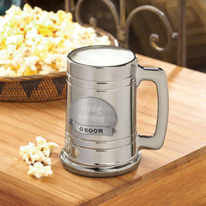 Personalized Beer Mugs - Medallion - Gunmetal - Groomsmen Gift